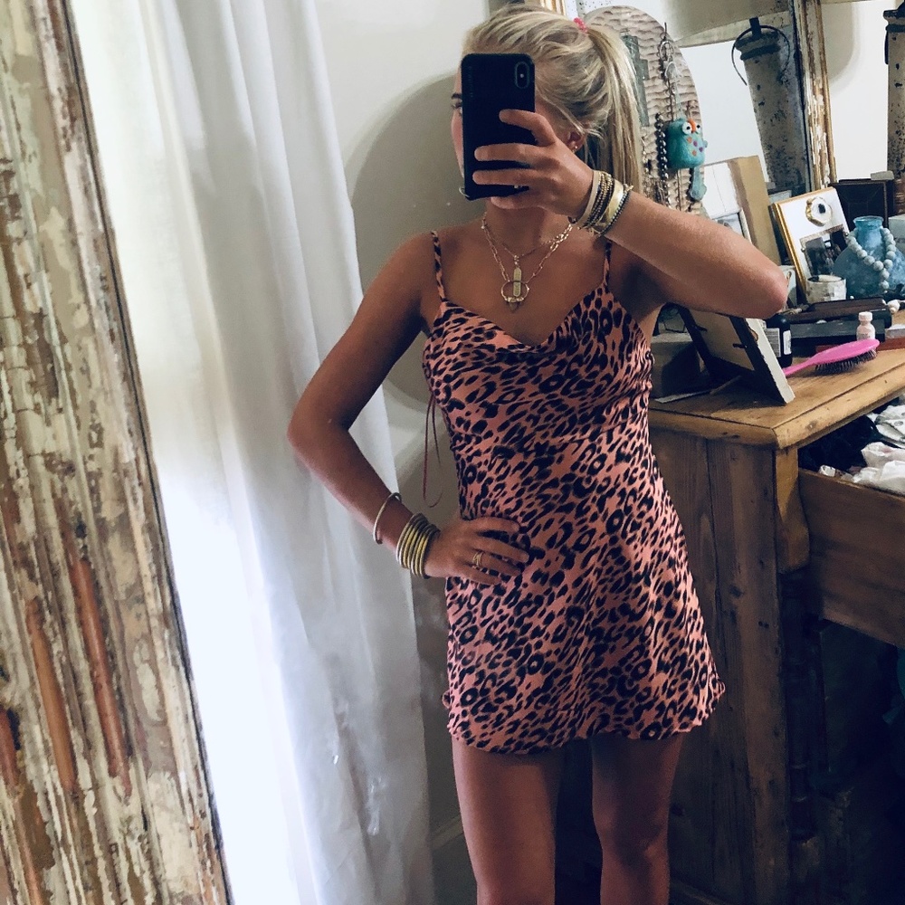 Pink Leopard Slip Dress